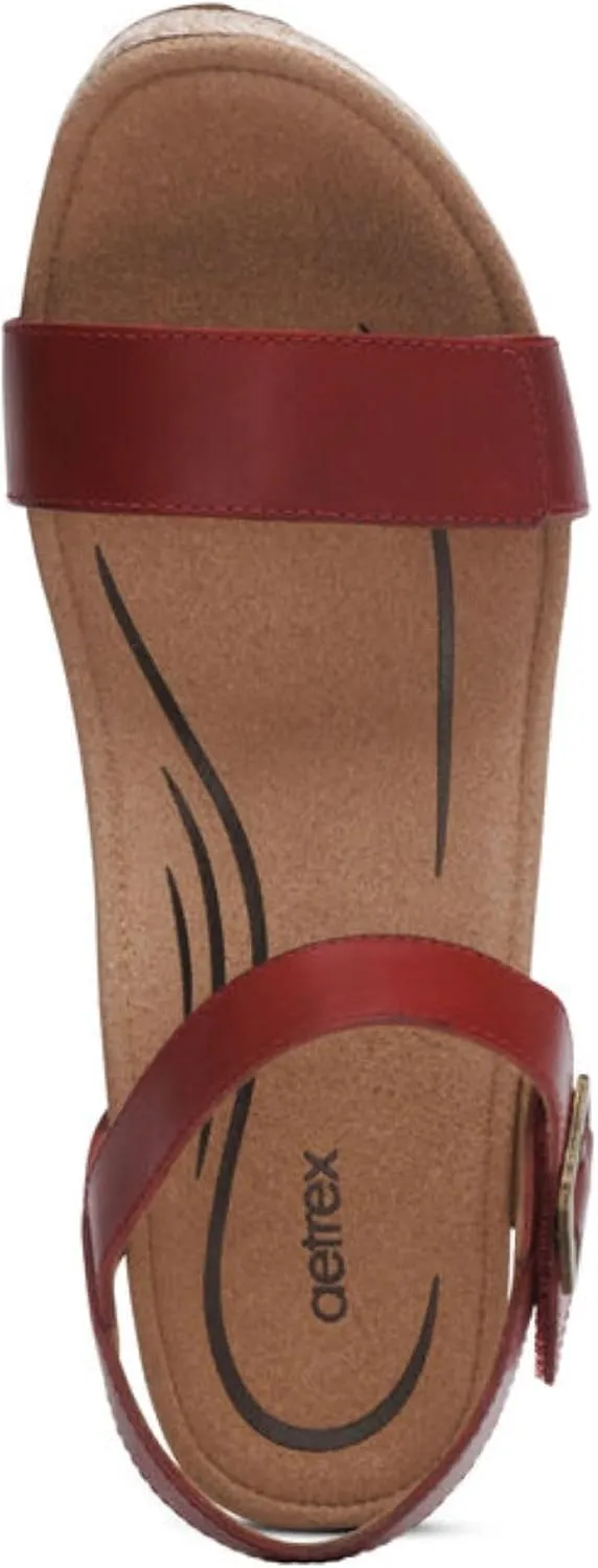 Aetrex Women's Sydney Orthopedic Quarter Ankle Strap Espadrille Wedge Sandals