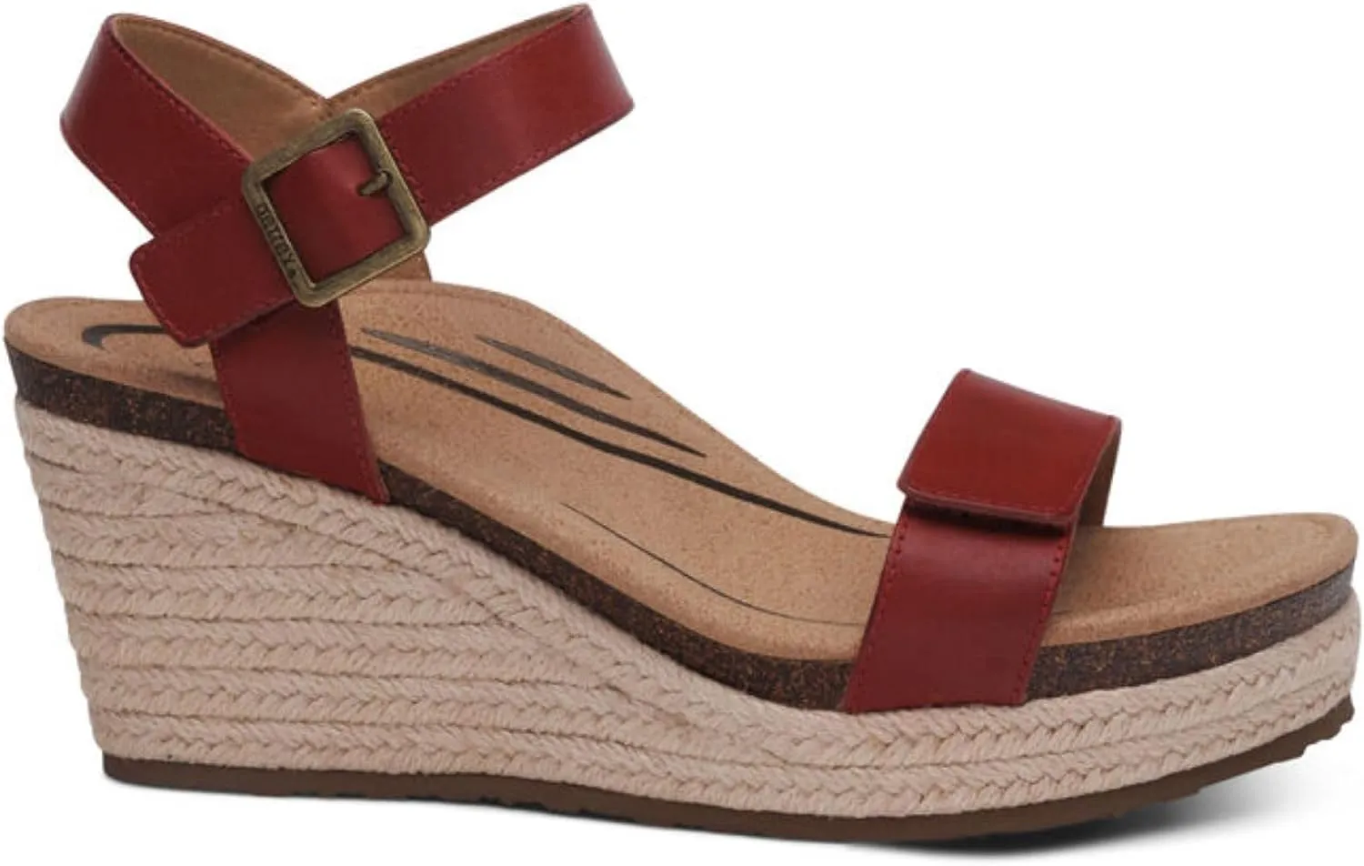 Aetrex Women's Sydney Orthopedic Quarter Ankle Strap Espadrille Wedge Sandals