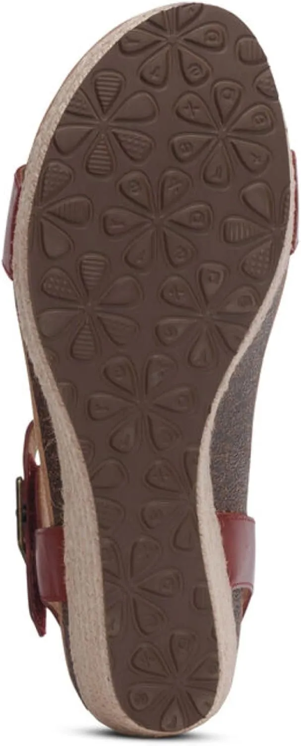 Aetrex Women's Sydney Orthopedic Quarter Ankle Strap Espadrille Wedge Sandals