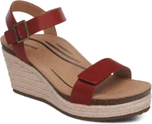 Aetrex Women's Sydney Orthopedic Quarter Ankle Strap Espadrille Wedge Sandals