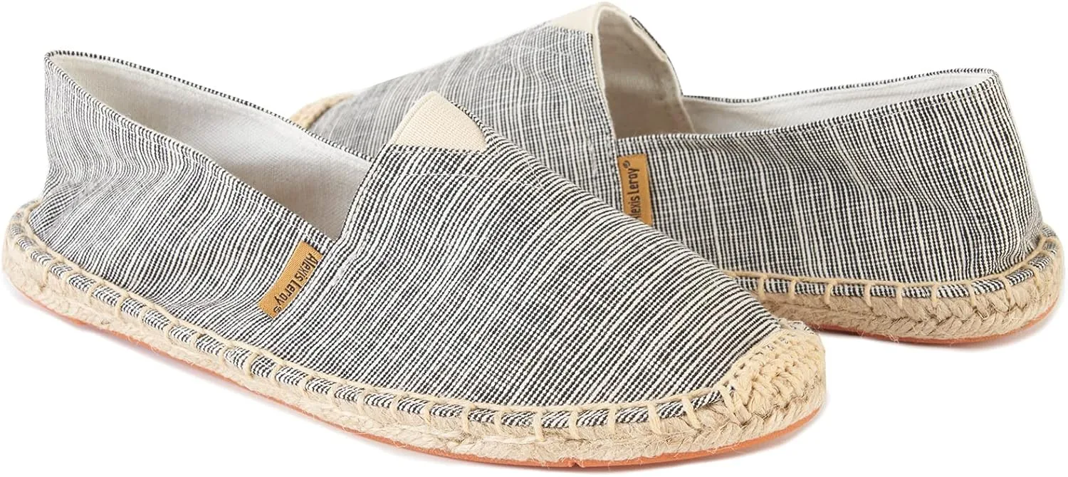 Alexis Leroy Men's Closed Toe Canvas Slip on Flat Espadrille Shoes