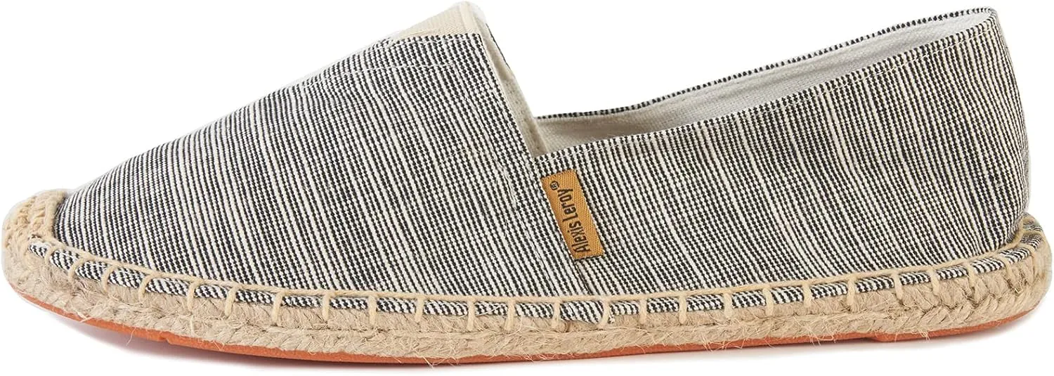 Alexis Leroy Men's Closed Toe Canvas Slip on Flat Espadrille Shoes