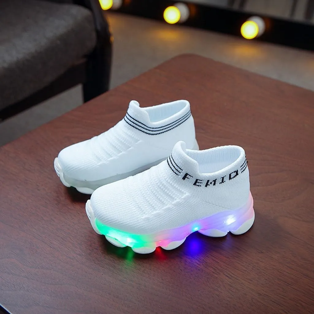 Baby Boys Girls Light Up Shoes, Lightweight Breathable Anti-Slip Flashing Sport Sneakers for Toddler Tennis Shoes