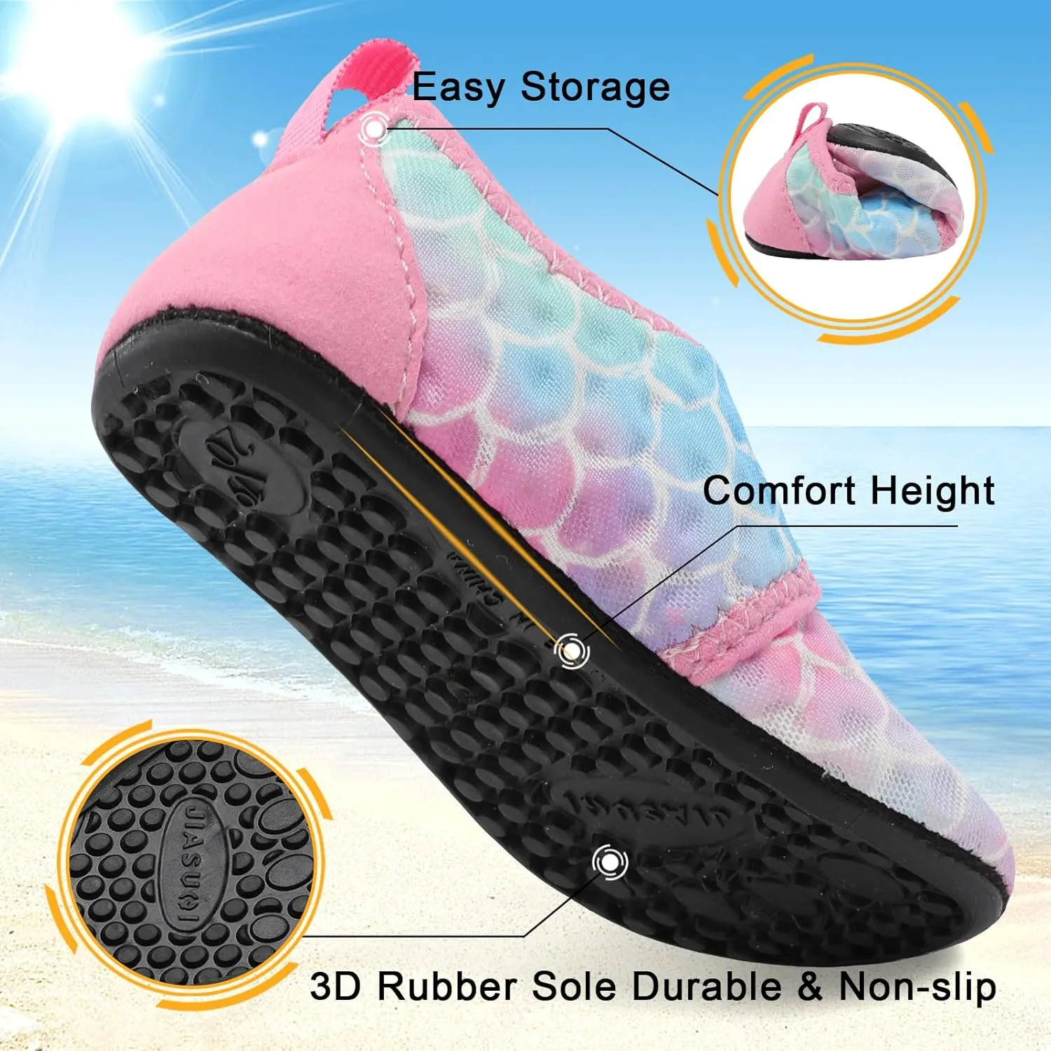 BARERUN Baby Girls Boys Water Shoes Swim Barefoot Water Sport Aqua Socks for Beach Pool Swim Sand