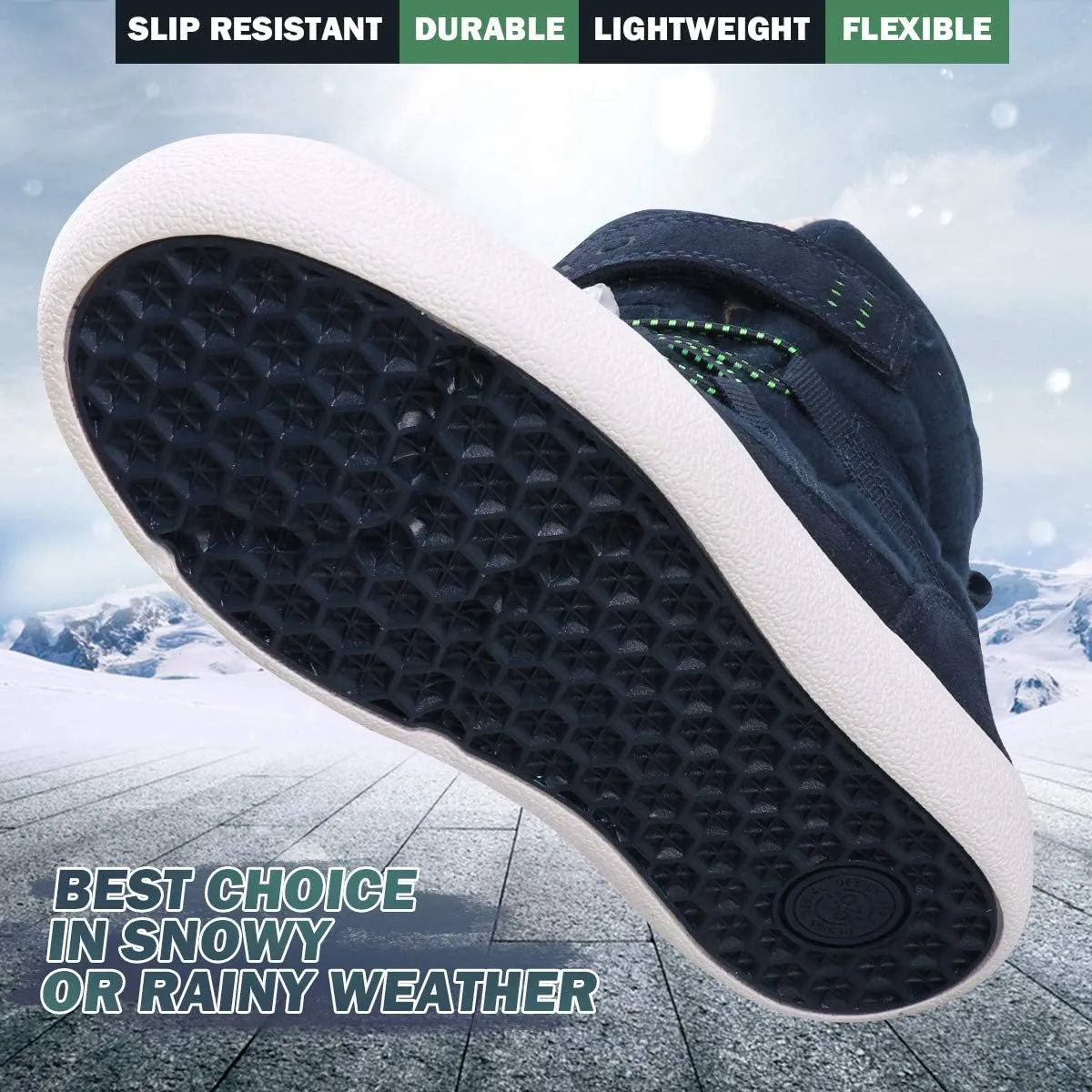 Boys Snow Boots Boys Winter Boots for Kids Waterproof Winter Snow Boots for Boys Warm Fur Lined Slip Resistant Outdoor (Toddler/Little Boys)