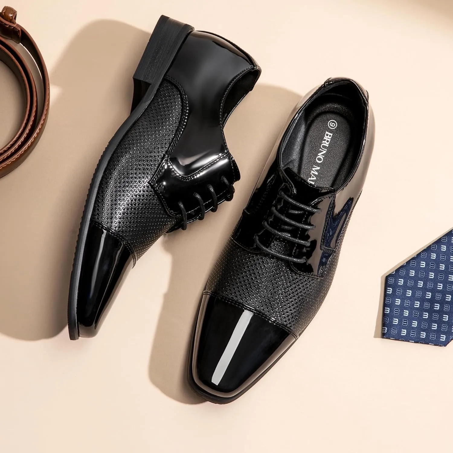 Bruno Marc Men's Patent Tuxedo Dress Shoes Classic Lace-up Formal Oxfords