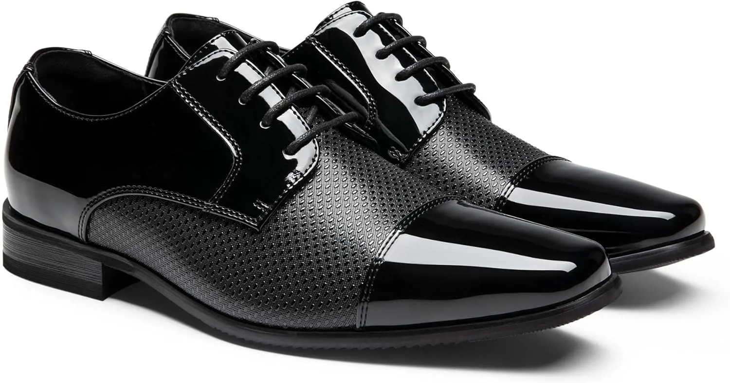 Bruno Marc Men's Patent Tuxedo Dress Shoes Classic Lace-up Formal Oxfords