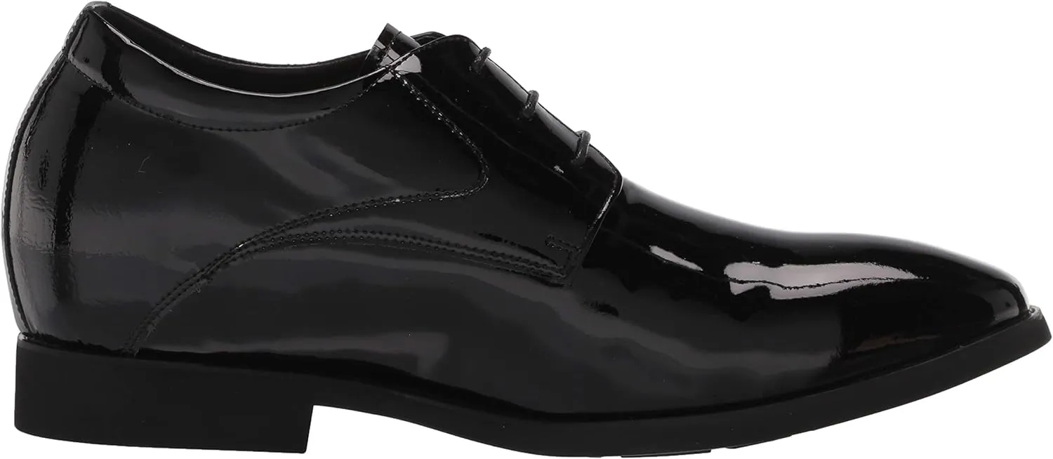 Calden Men's Invisible Height Increasing Elevator Shoes - Black Patent Leather Lace-up Formal Tuxedo Oxfords - 3 Inches Taller - K911929 - Size 9 D(M) US