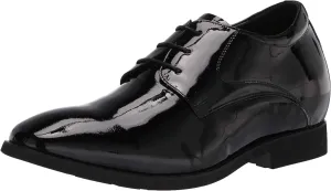 Calden Men's Invisible Height Increasing Elevator Shoes - Black Patent Leather Lace-up Formal Tuxedo Oxfords - 3 Inches Taller - K911929 - Size 9 D(M) US