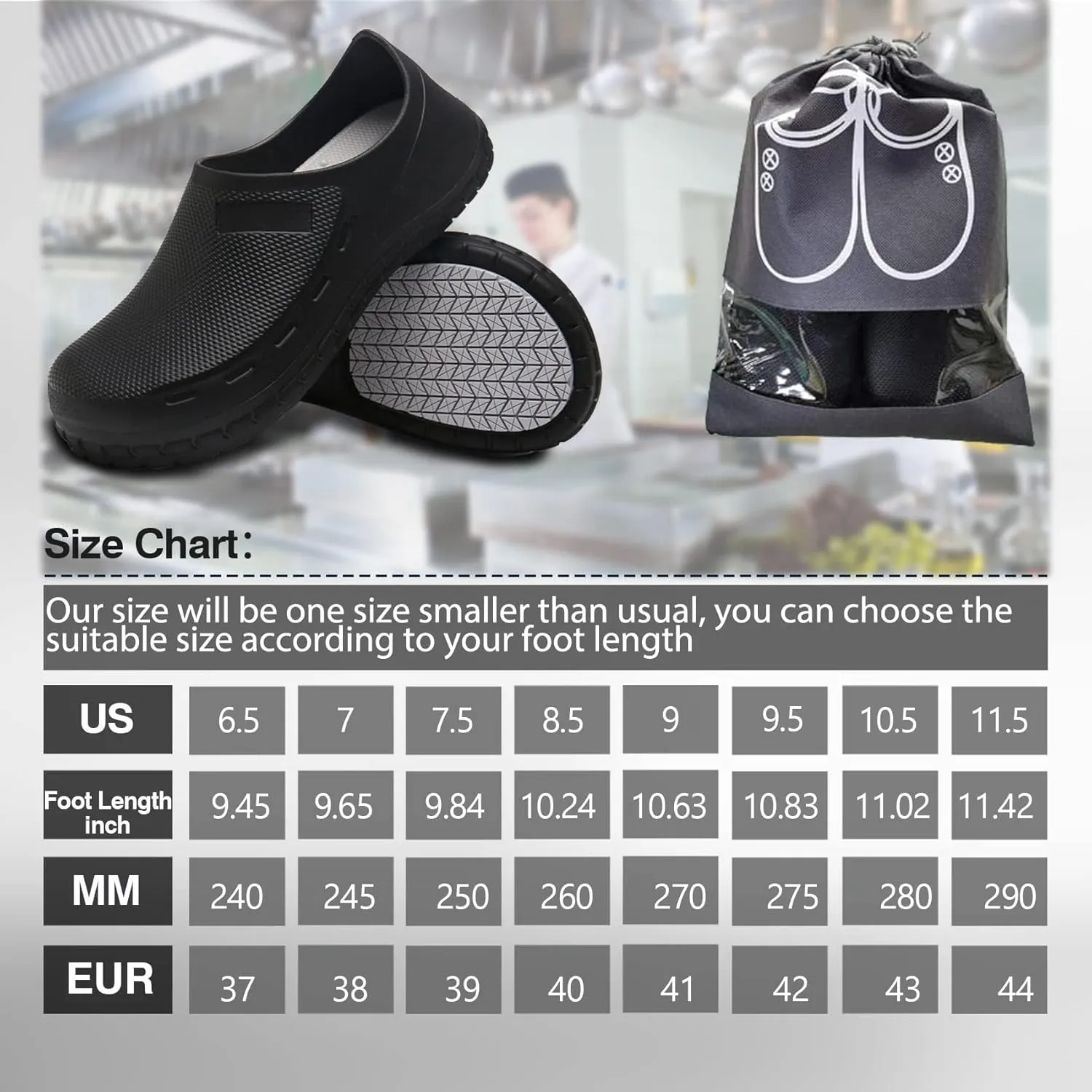 Chef Shoes for Men Nonslip Water Proof Work Shoes Mens Clogs Comfortable Nursing Nurse Shoes for Gardener Men Indoor and Outdoor for Kitchen Office Seaside-Zapatos de Cocina para Hombres