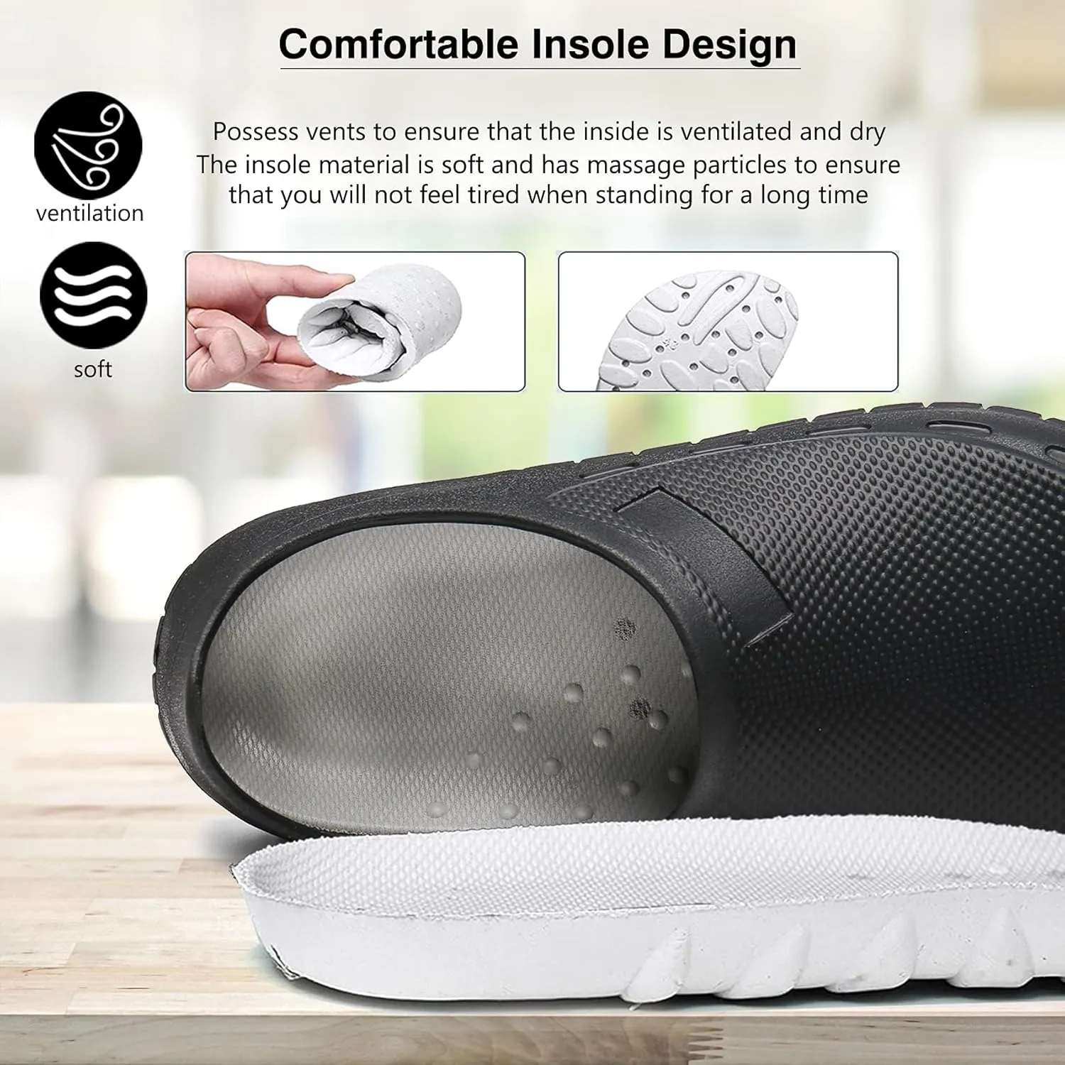 Chef Shoes for Men Nonslip Water Proof Work Shoes Mens Clogs Comfortable Nursing Nurse Shoes for Gardener Men Indoor and Outdoor for Kitchen Office Seaside-Zapatos de Cocina para Hombres