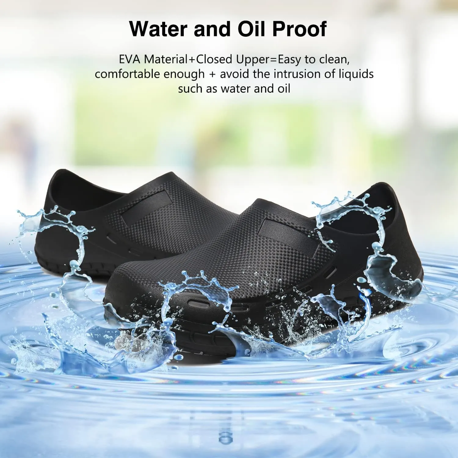 Chef Shoes for Men Nonslip Water Proof Work Shoes Mens Clogs Comfortable Nursing Nurse Shoes for Gardener Men Indoor and Outdoor for Kitchen Office Seaside-Zapatos de Cocina para Hombres