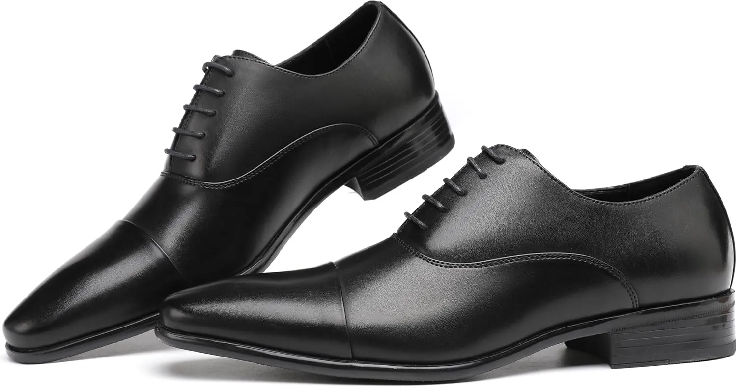 DECARSDZ Mens Faux Patent Leather Classic Lace-up Formal Oxford Tuxedo Dress Shoes