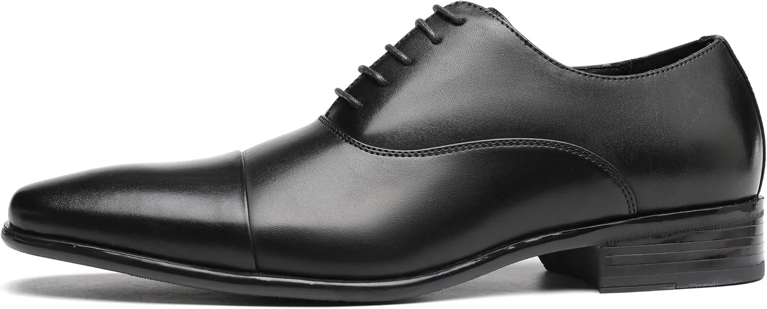 DECARSDZ Mens Faux Patent Leather Classic Lace-up Formal Oxford Tuxedo Dress Shoes