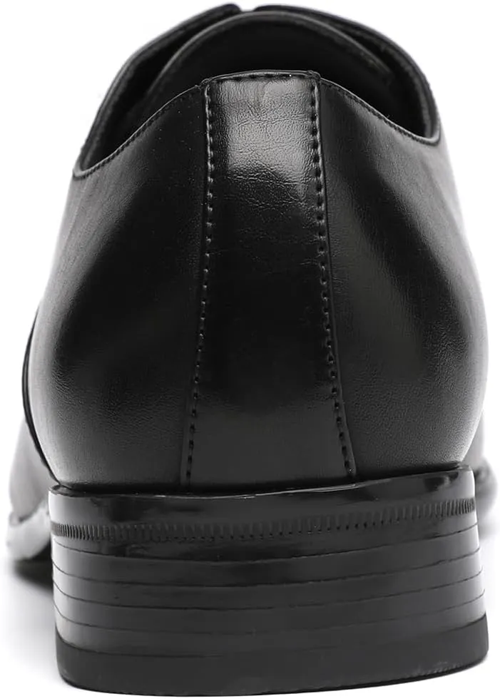 DECARSDZ Mens Faux Patent Leather Classic Lace-up Formal Oxford Tuxedo Dress Shoes