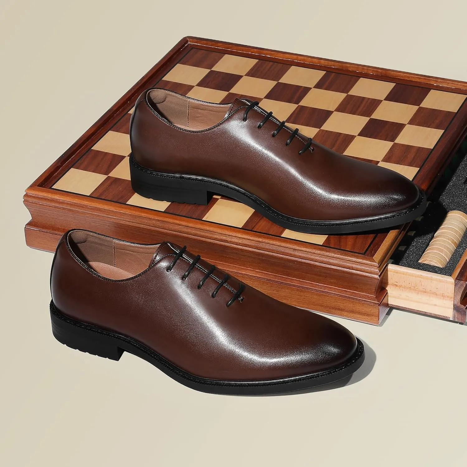 DESAI Classic Oxford Dress Shoes Mens Formal Business Lace-up Full Grain Leather Shoes for Men