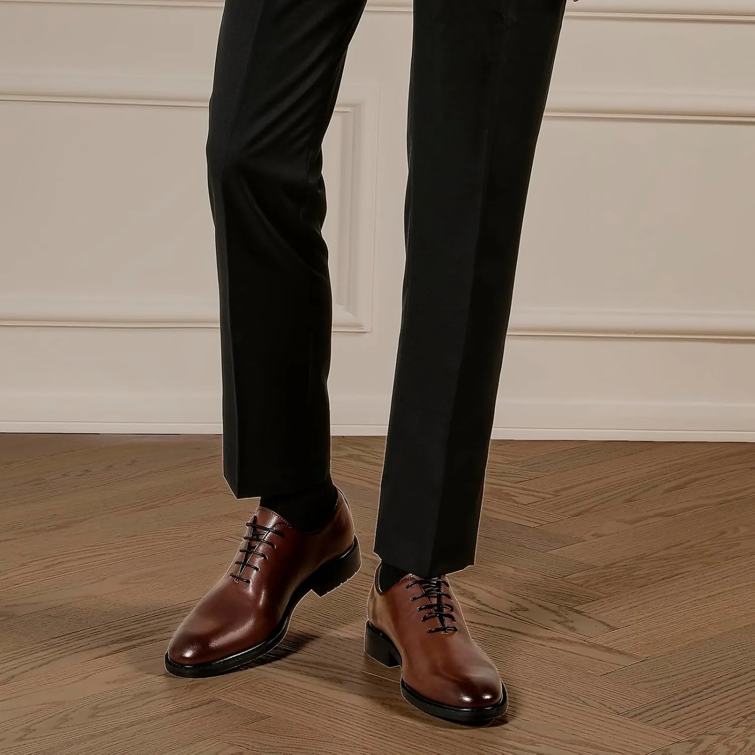 DESAI Classic Oxford Dress Shoes Mens Formal Business Lace-up Full Grain Leather Shoes for Men