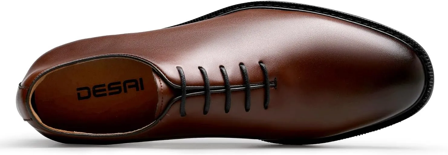 DESAI Classic Oxford Dress Shoes Mens Formal Business Lace-up Full Grain Leather Shoes for Men