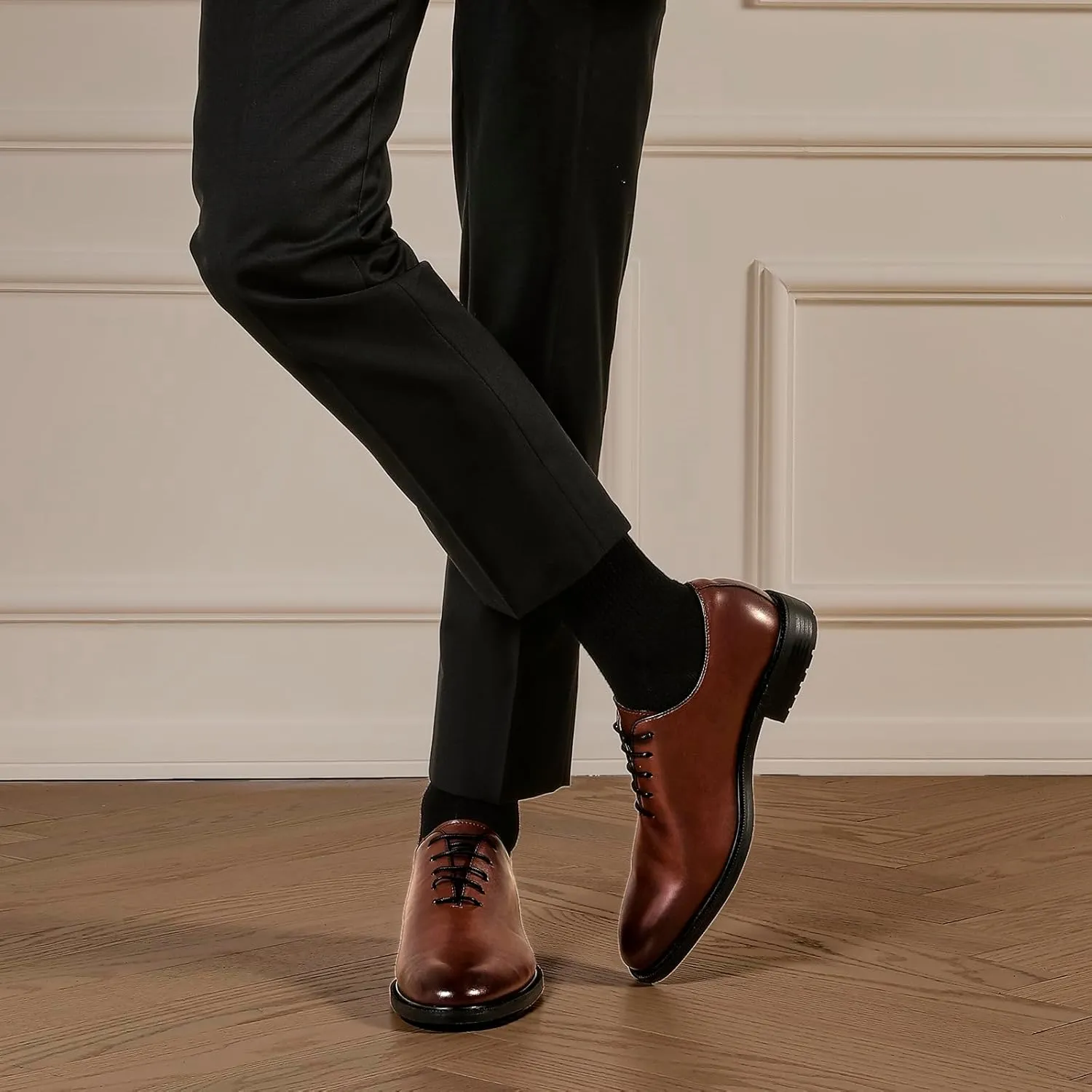 DESAI Classic Oxford Dress Shoes Mens Formal Business Lace-up Full Grain Leather Shoes for Men