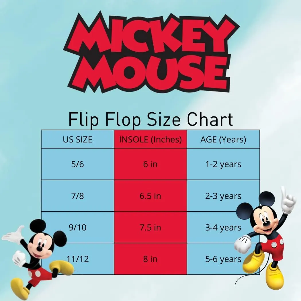 Disney Girls Boys Character Flip Flops Sandals Kids Water Shoes - Minnie Mickey Moana Toy Story Frozen Cars Encanto Princess Thong Beach Slides Slip On Quick Dry (Toddler-Little Kid)