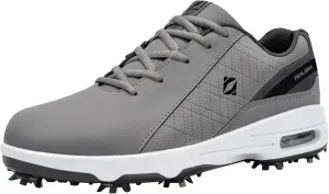FENLERN Golf Shoes Men, Spiked, Waterproof Leather Upper, Cushioning F006
