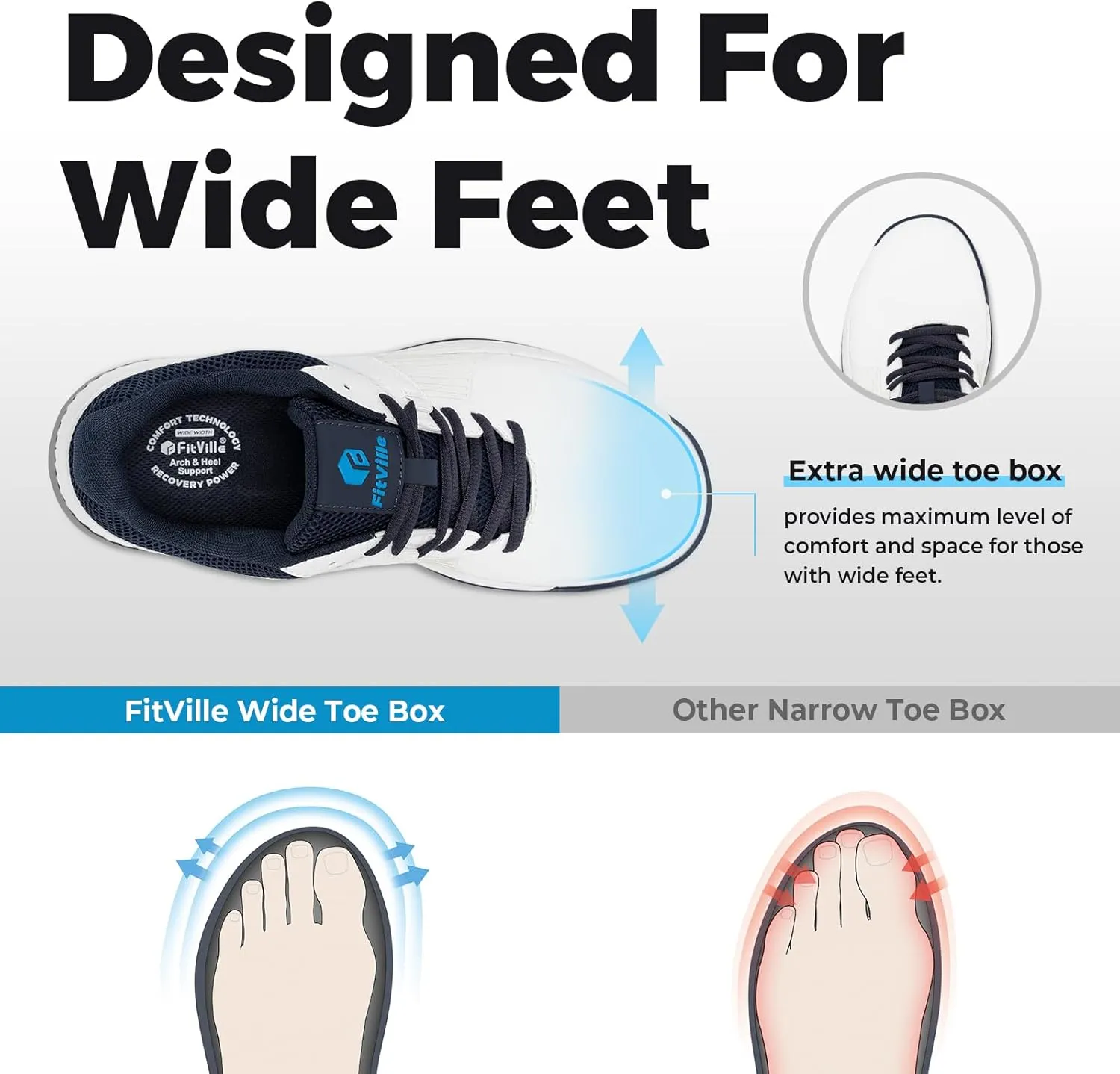 FitVille Extra Wide Men's Golf Shoes Waterproof, Professional Outdoor Spiked Golf Shoes for Men with Arch Support