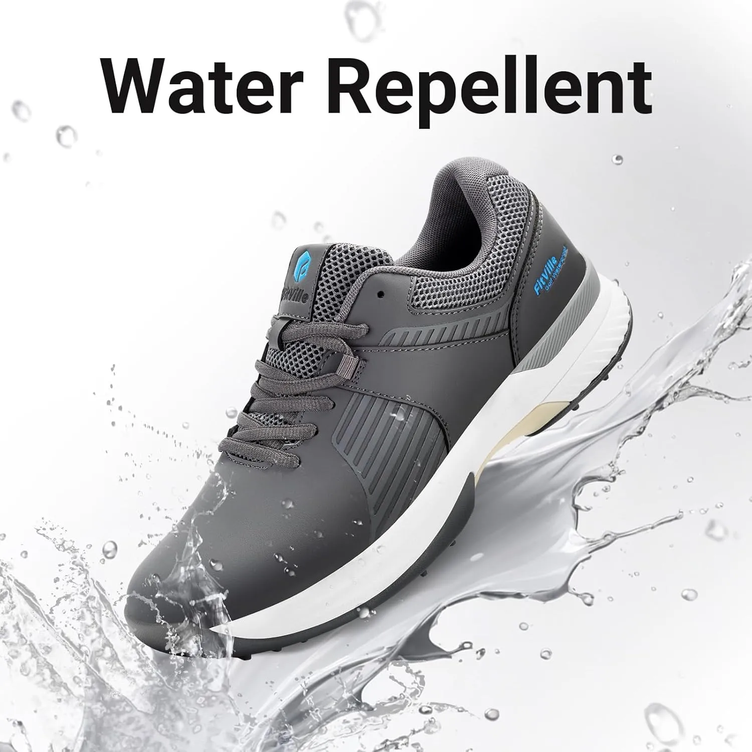 FitVille Extra Wide Men's Golf Shoes Waterproof, Professional Outdoor Spiked Golf Shoes for Men with Arch Support