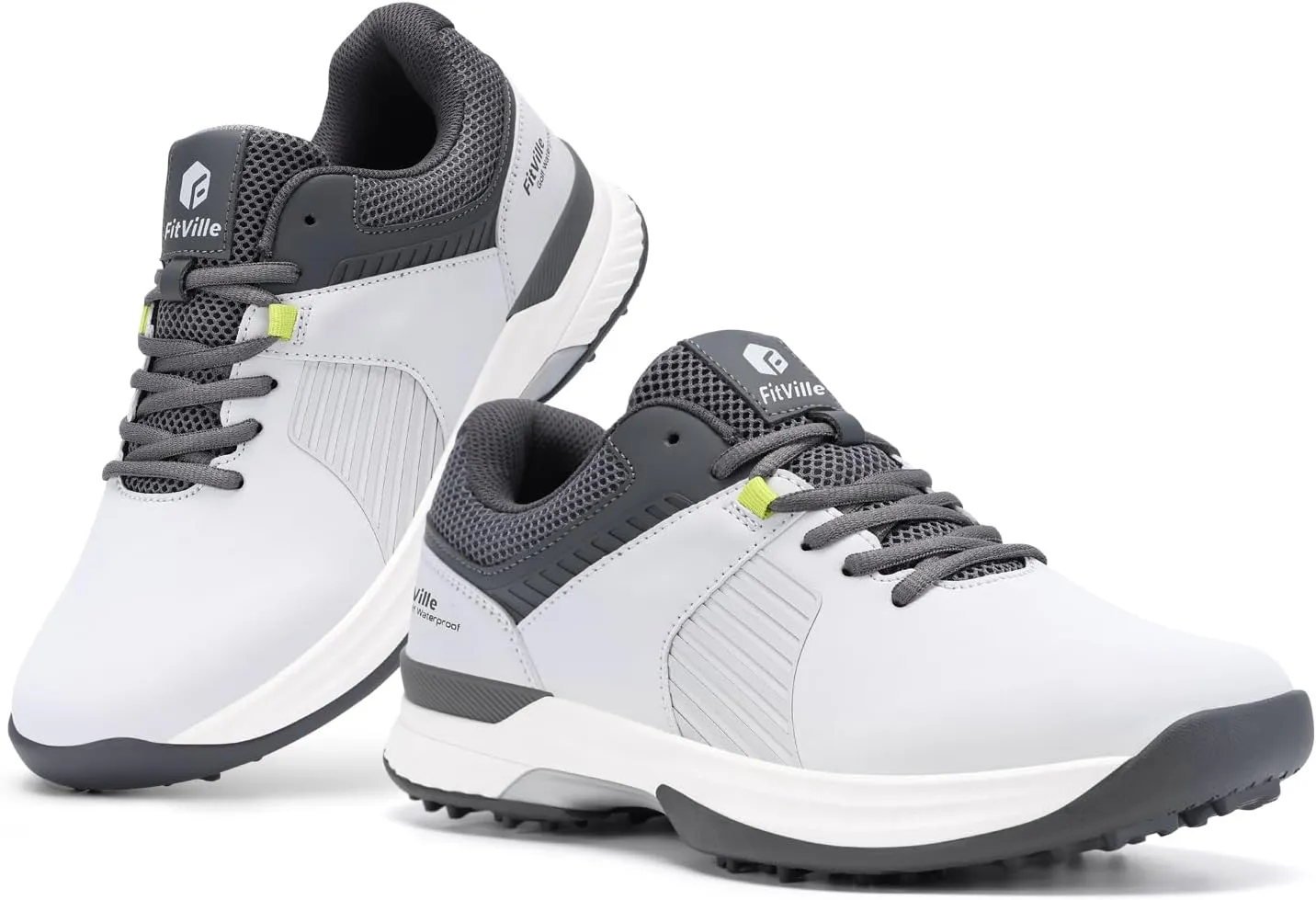 FitVille Extra Wide Men's Golf Shoes Waterproof, Professional Outdoor Spiked Golf Shoes for Men with Arch Support