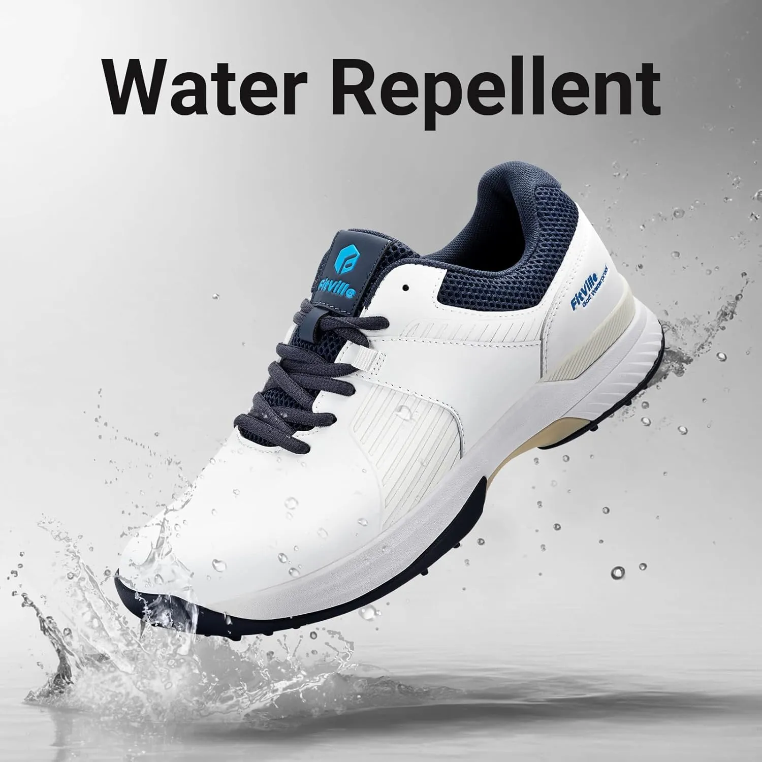 FitVille Extra Wide Men's Golf Shoes Waterproof, Professional Outdoor Spiked Golf Shoes for Men with Arch Support