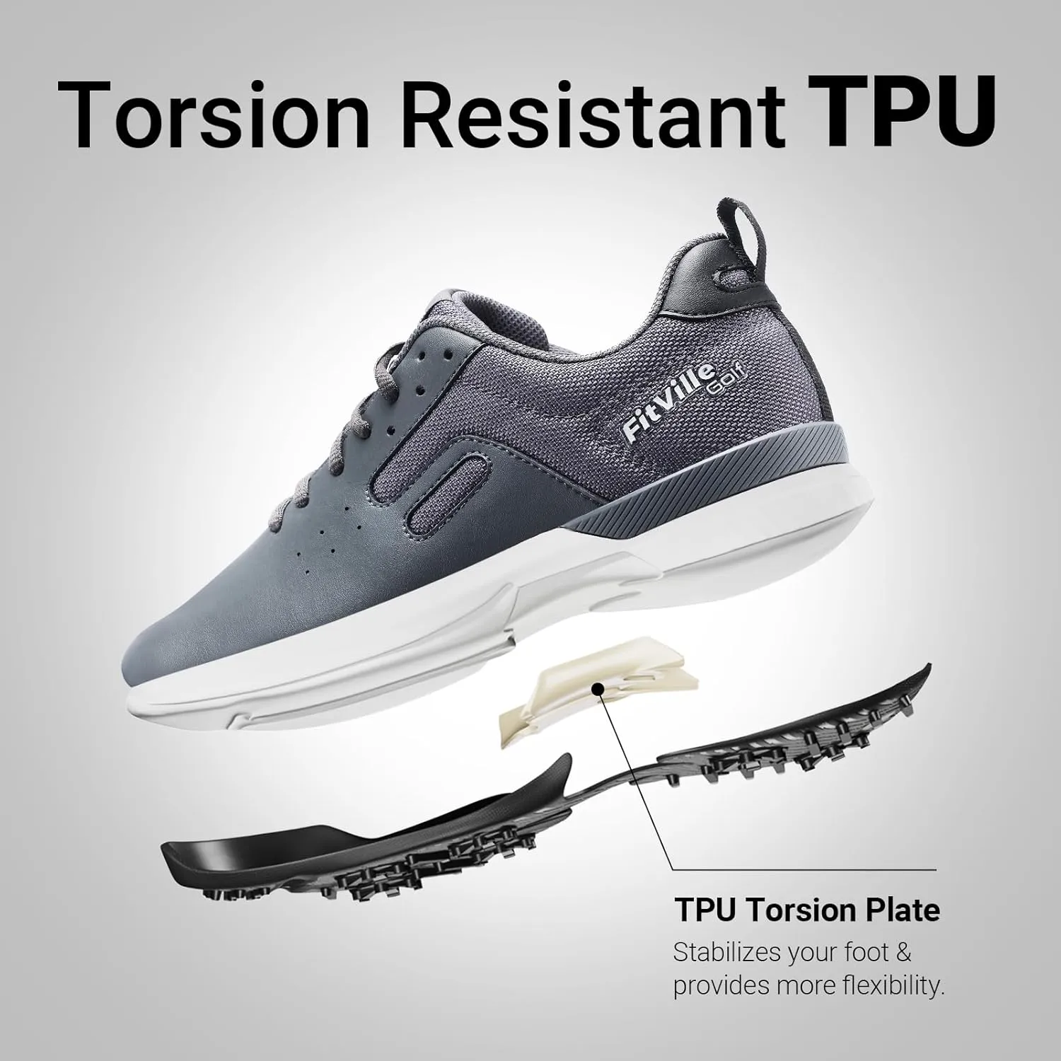 FitVille Professional Mens Golf Shoes Extra Wide Spiked Golf Shoes for Men Waterproof