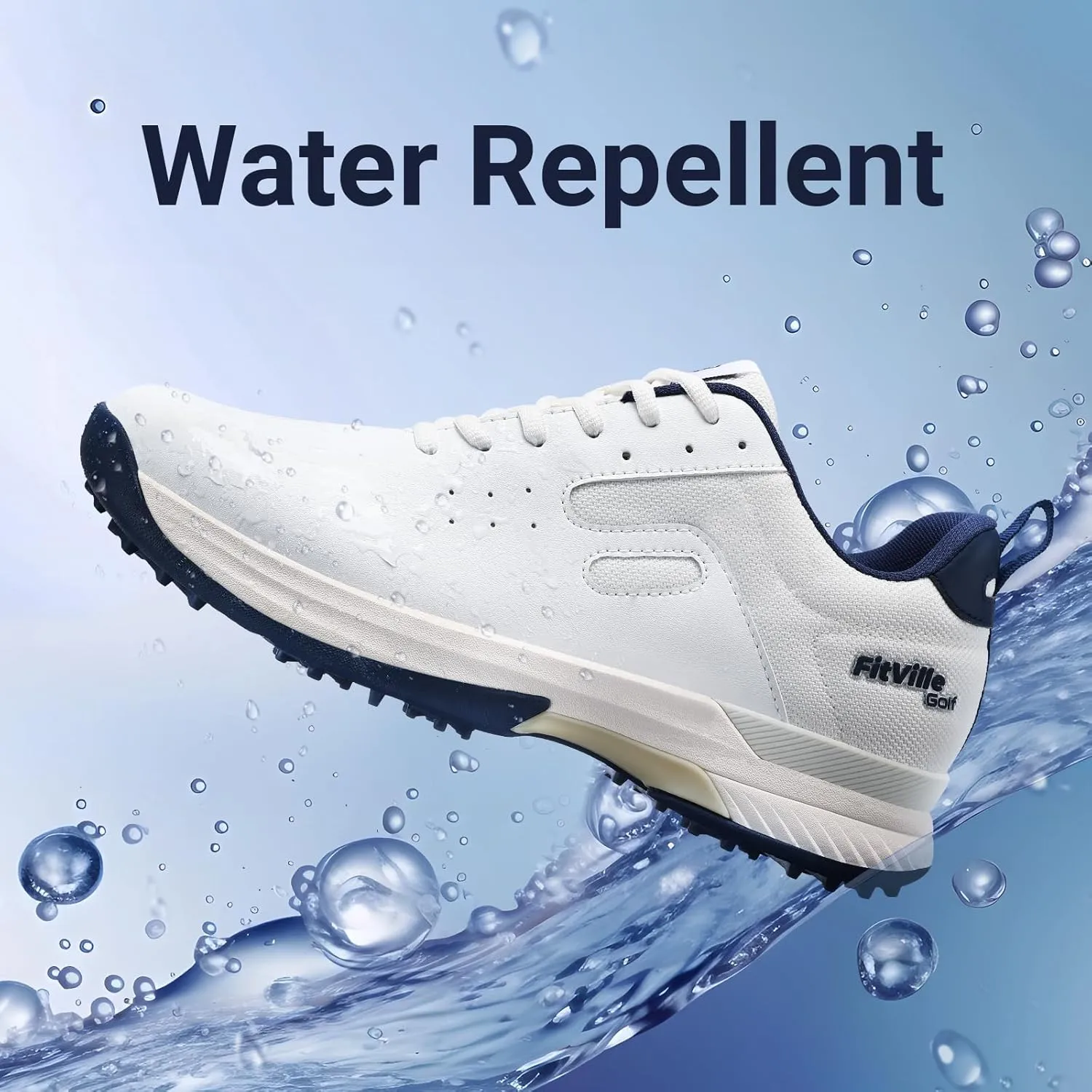 FitVille Professional Mens Golf Shoes Extra Wide Spiked Golf Shoes for Men Waterproof