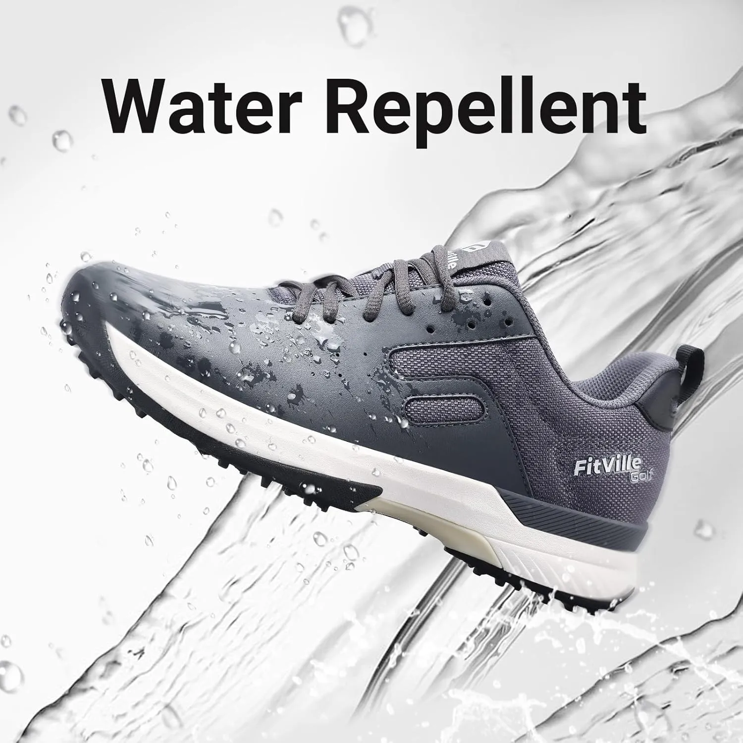 FitVille Professional Mens Golf Shoes Extra Wide Spiked Golf Shoes for Men Waterproof
