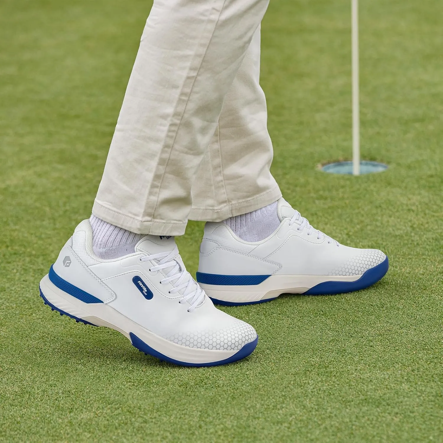 FitVille Wide & Extra Wide Mens Golf Shoes Professional Outdoor Waterproof Spiked Golf Shoes for Men