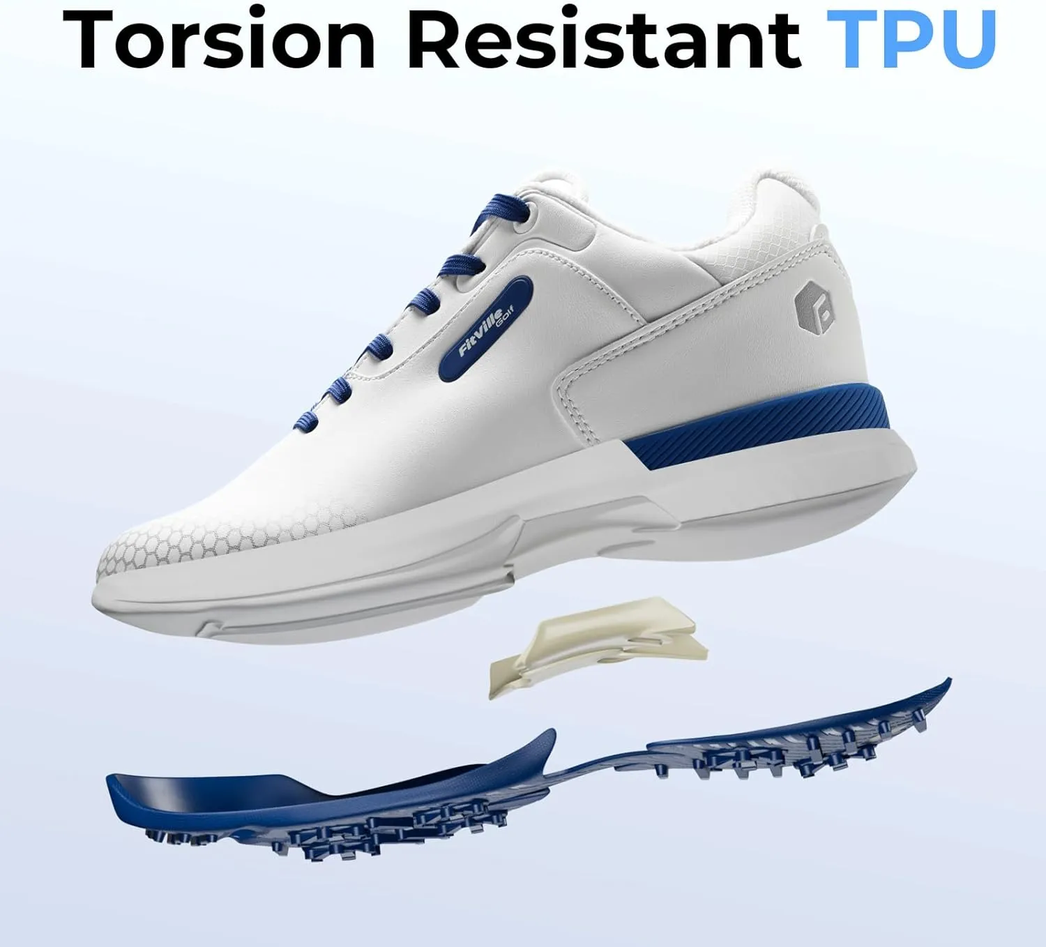 FitVille Wide & Extra Wide Mens Golf Shoes Professional Outdoor Waterproof Spiked Golf Shoes for Men