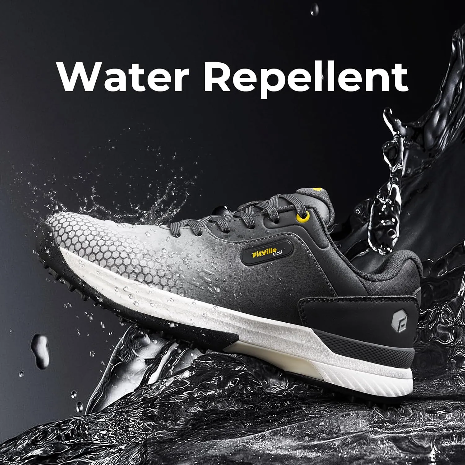 FitVille Wide & Extra Wide Mens Golf Shoes Professional Outdoor Waterproof Spiked Golf Shoes for Men