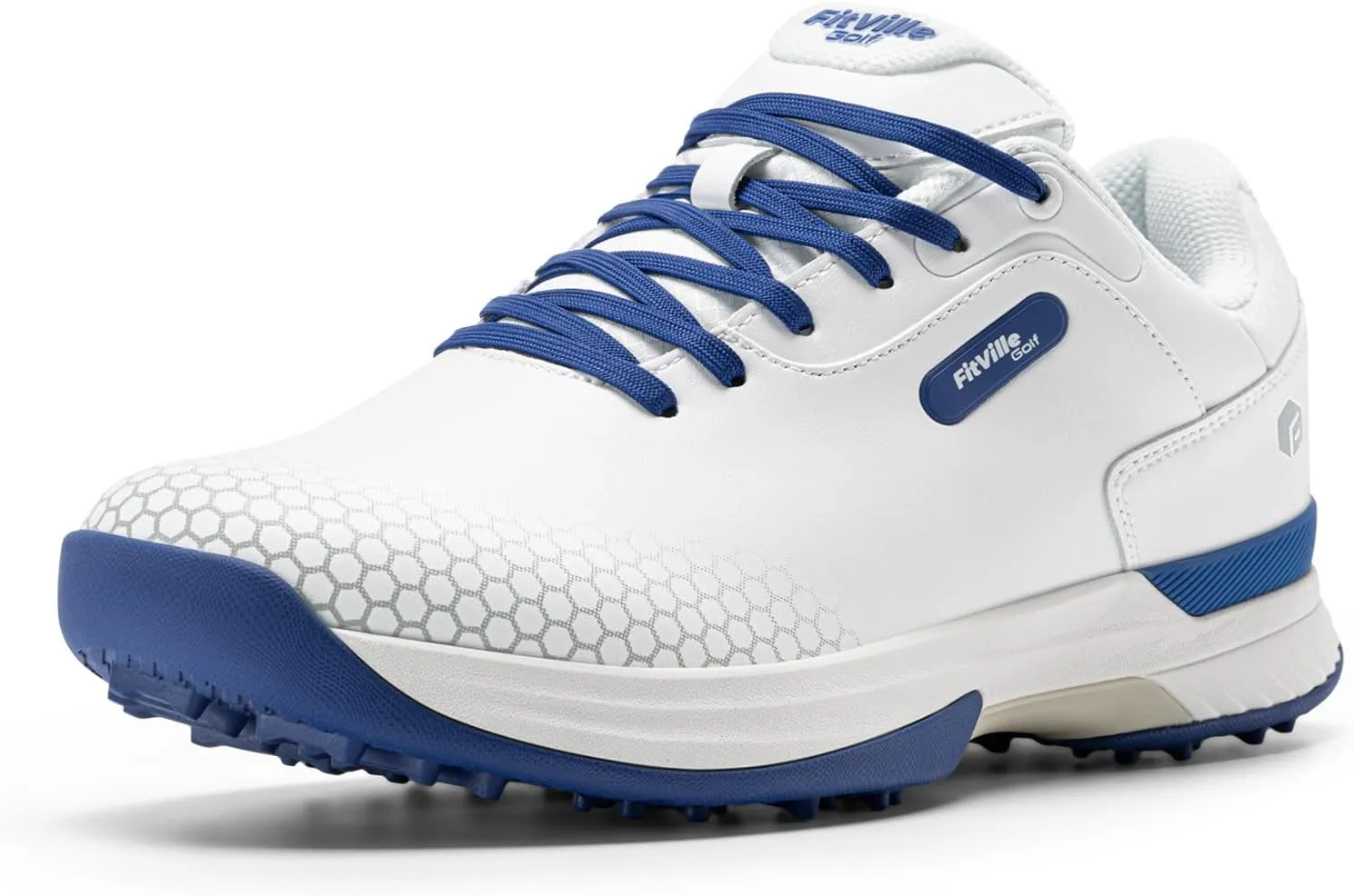 FitVille Wide & Extra Wide Mens Golf Shoes Professional Outdoor Waterproof Spiked Golf Shoes for Men