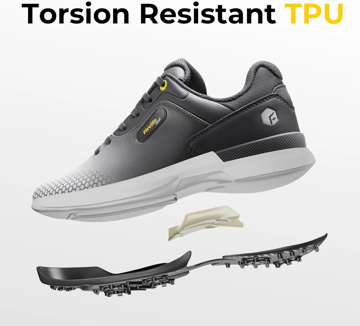 FitVille Wide & Extra Wide Mens Golf Shoes Professional Outdoor Waterproof Spiked Golf Shoes for Men