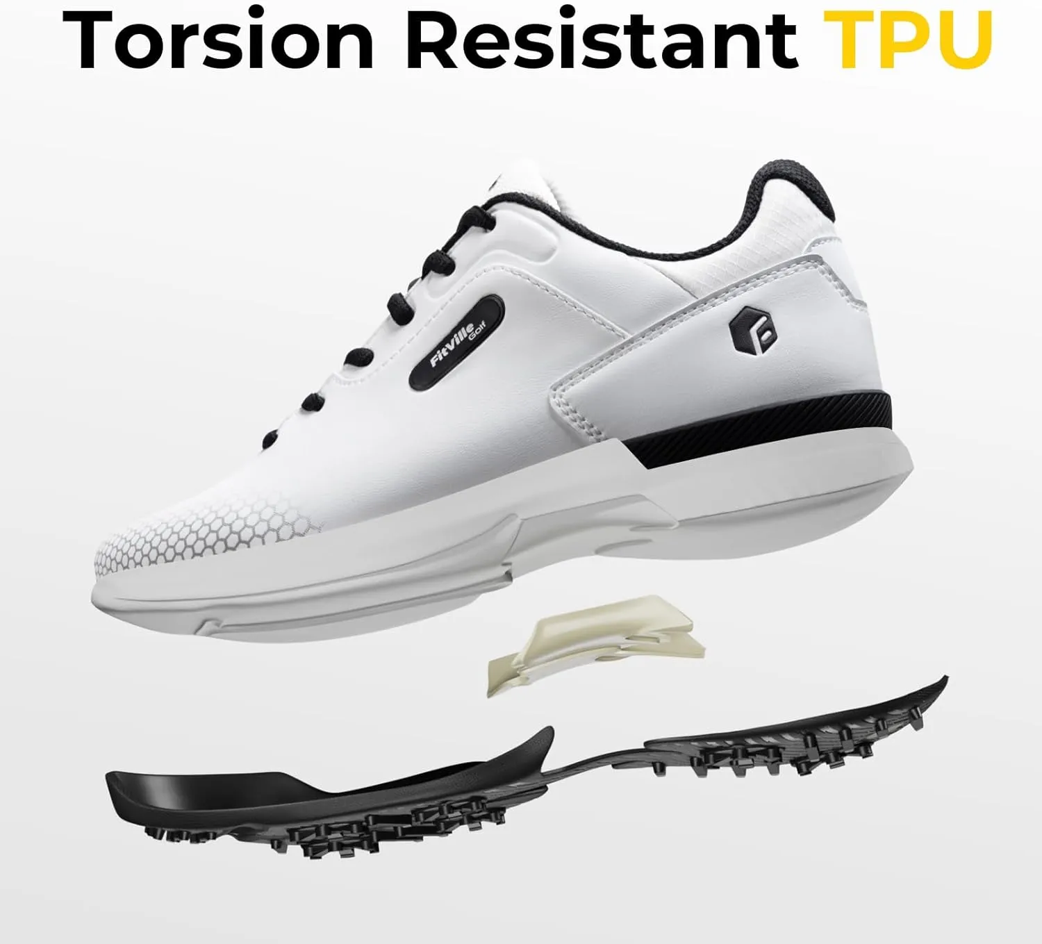 FitVille Wide & Extra Wide Mens Golf Shoes Professional Outdoor Waterproof Spiked Golf Shoes for Men