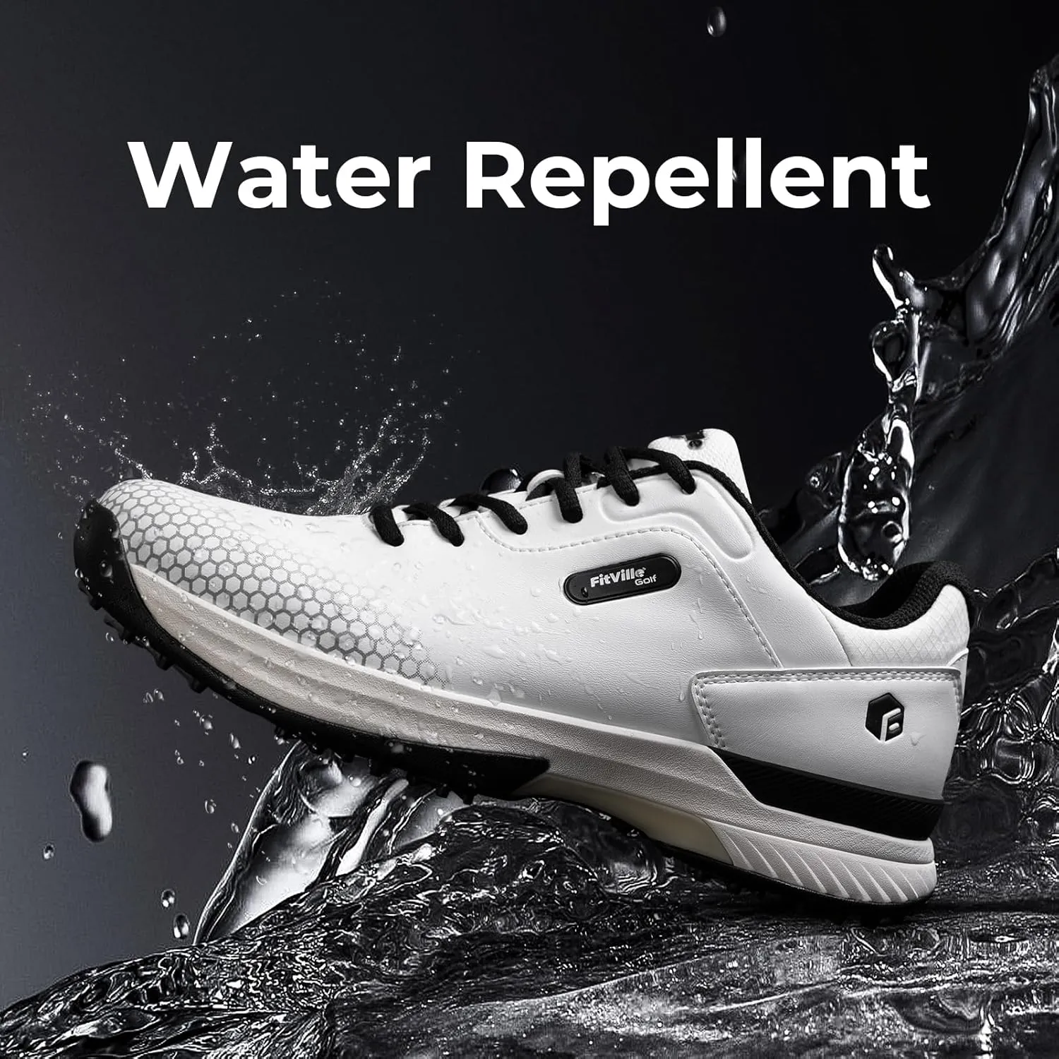 FitVille Wide & Extra Wide Mens Golf Shoes Professional Outdoor Waterproof Spiked Golf Shoes for Men