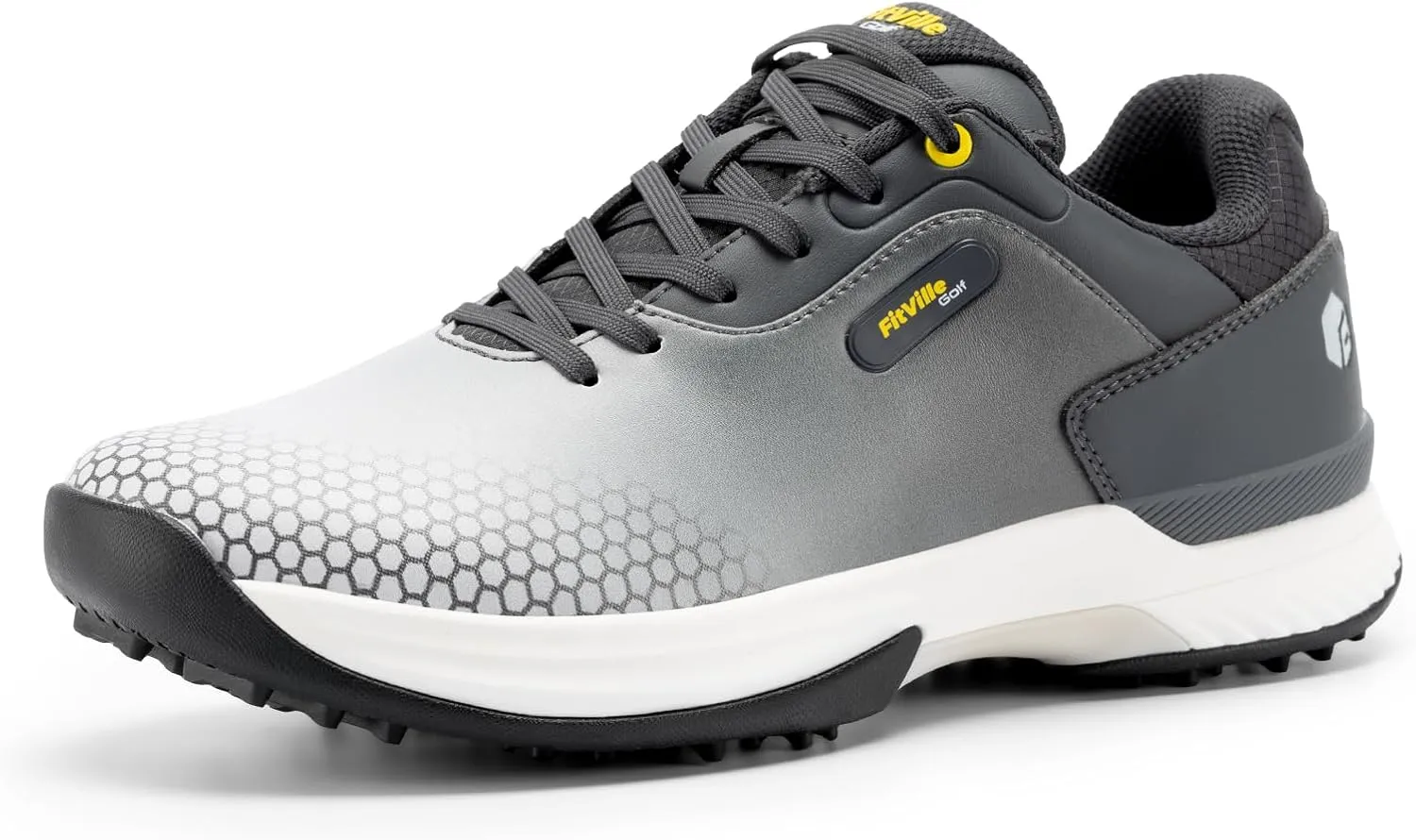 FitVille Wide & Extra Wide Mens Golf Shoes Professional Outdoor Waterproof Spiked Golf Shoes for Men