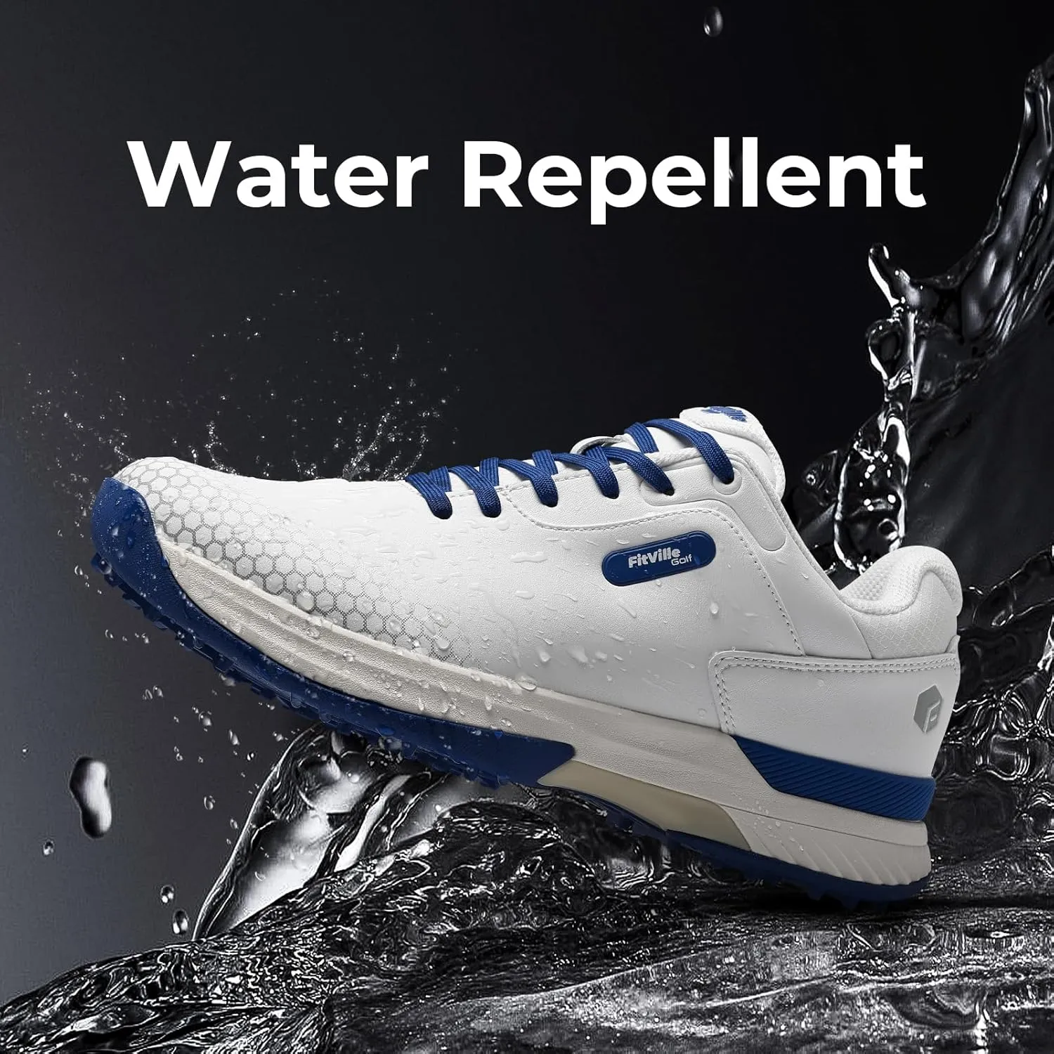 FitVille Wide & Extra Wide Mens Golf Shoes Professional Outdoor Waterproof Spiked Golf Shoes for Men