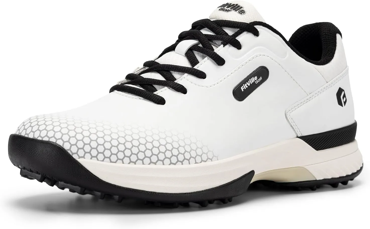 FitVille Wide & Extra Wide Mens Golf Shoes Professional Outdoor Waterproof Spiked Golf Shoes for Men
