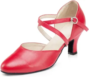 Honeystore Women's Synthetic Leather Closed-Toe Dance Shoes Criss Cross Ankle Strap