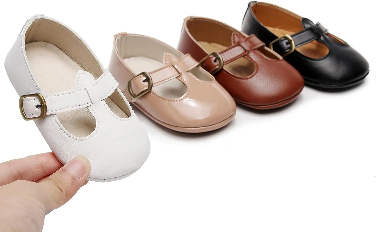 HONGTEYA Baby Moccasins with Rubber Sole&Soft Sole - Flower Print PU Leather Tassel Bow Girls Ballet Dress Shoes for Toddler