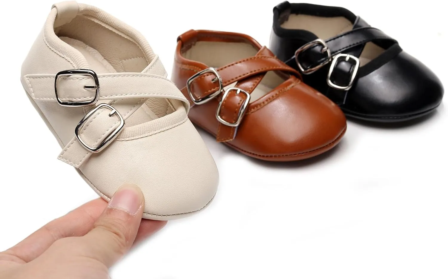 HONGTEYA Baby Moccasins with Rubber Sole&Soft Sole - Flower Print PU Leather Tassel Bow Girls Ballet Dress Shoes for Toddler