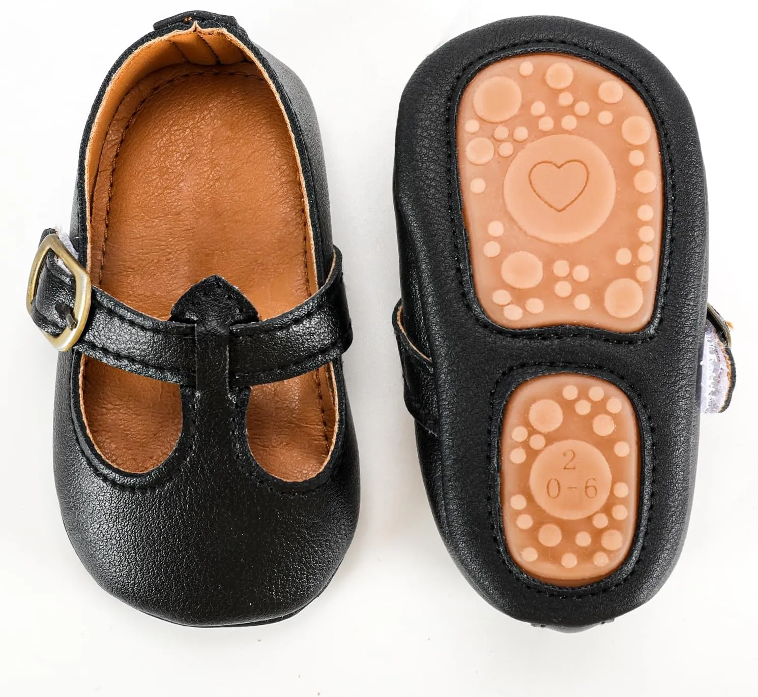 HONGTEYA Baby Moccasins with Rubber Sole&Soft Sole - Flower Print PU Leather Tassel Bow Girls Ballet Dress Shoes for Toddler