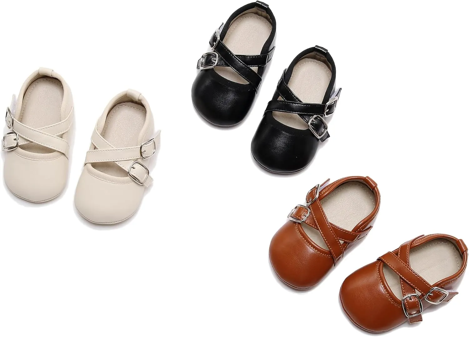 HONGTEYA Baby Moccasins with Rubber Sole&Soft Sole - Flower Print PU Leather Tassel Bow Girls Ballet Dress Shoes for Toddler