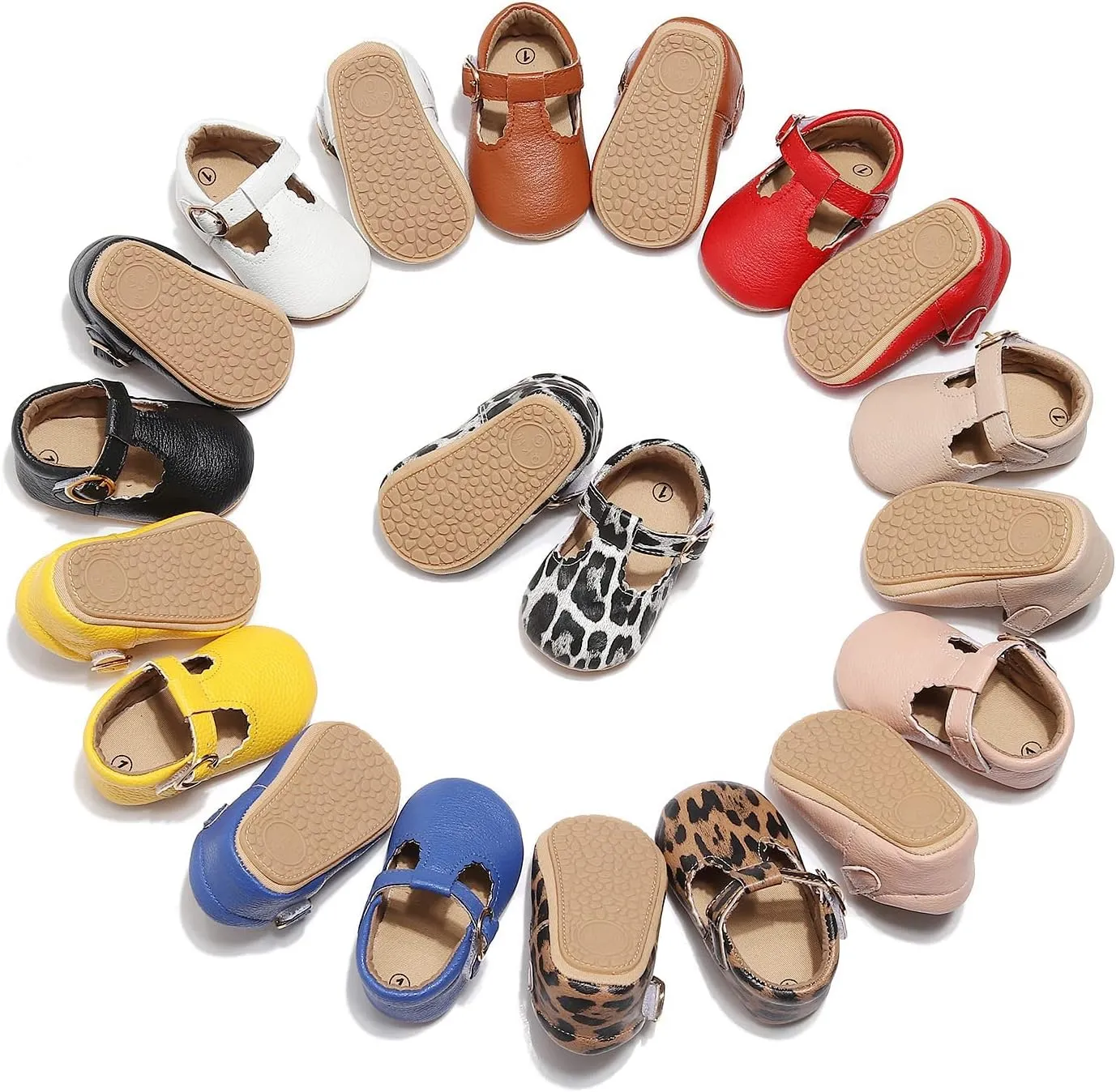 HONGTEYA Infant Baby Girls Mary Jane Flats Non Slip for Toddler First Walkers Soft Sole PU Leather Crib Shoes Sneaker Wedding Party Christmas Princess Dress Shoes Baby Moccasins Girls