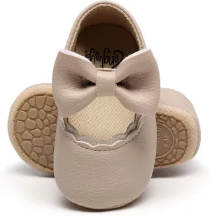 HONGTEYA Infant Baby Girls Mary Jane Flats Non Slip for Toddler First Walkers Soft Sole PU Leather Crib Shoes Sneaker Wedding Party Christmas Princess Dress Shoes Baby Moccasins Girls