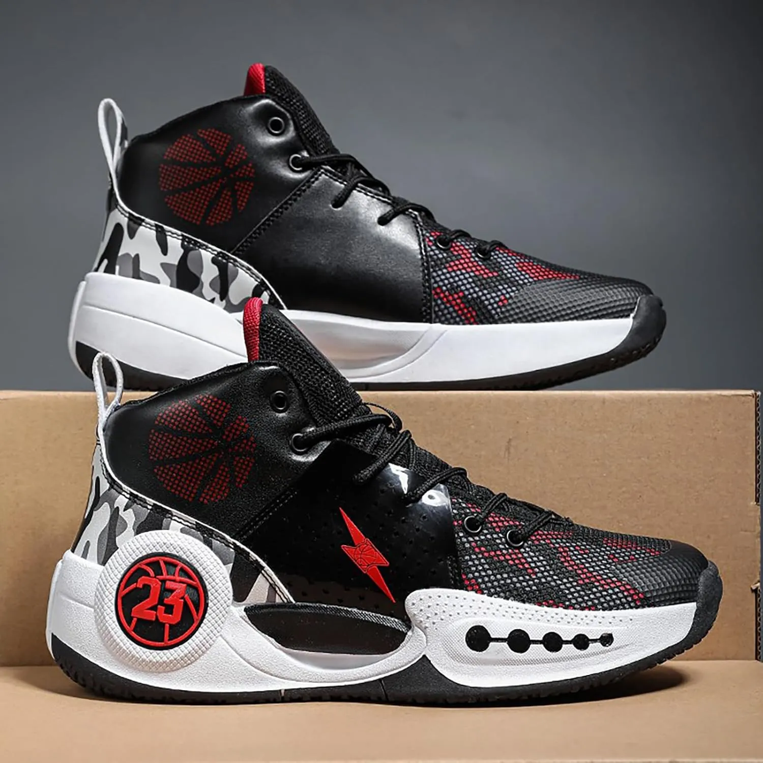 Kids Basketball Shoes Boys Girls High Top Sneakers Comfy Breathable Outdoor Cushioning Athletic Shoes for Training Running
